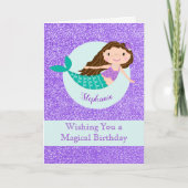Cute Mermaid Paars Glitter Personalized Kaart (Voorkant)