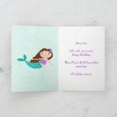 Cute Mermaid Paars Glitter Personalized Kaart (Binnen)