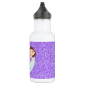 Cute Mermaid Paars Glitter Personalized Waterfles (Rechts)