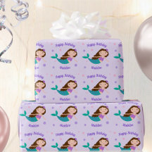 Cute Mermaid Paars Personalized Birthday