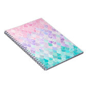 Cute Mermaid Pastel Iridescent, Roze, Paars, Blauw Notitieboek (Rechterzijde)