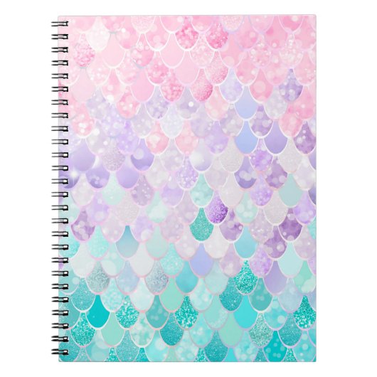 Cute Mermaid Pastel Iridescent, Roze, Paars, Blauw Notitieboek (Voorkant)