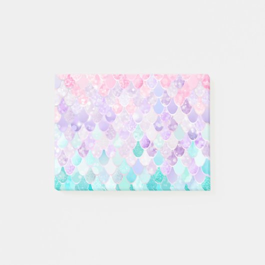 Cute Mermaid Pastel Iridescent, Roze, Paars, Blauw Post-it® Notes (Voorkant)