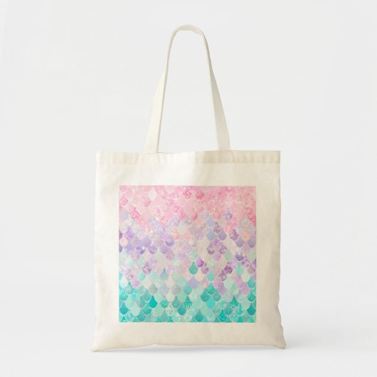Cute Mermaid Pastel Iridescent, Roze, Paars, Blauw Tote Bag (Voorkant)