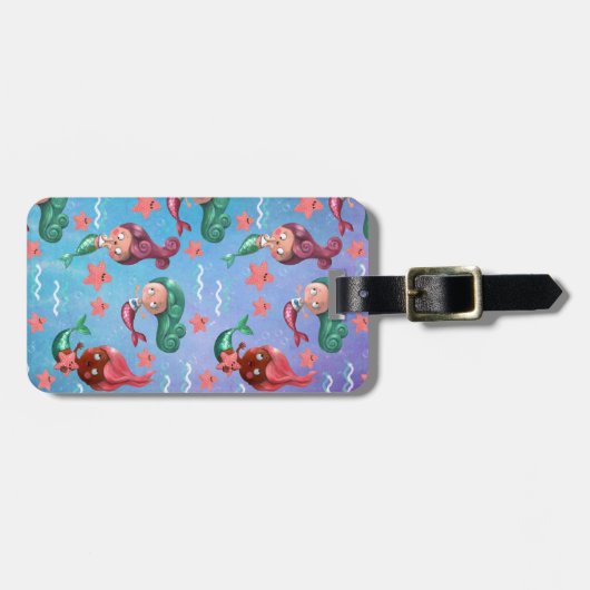 Cute Mermaid Pattern Bagagelabel (Voorkant horizontaal)