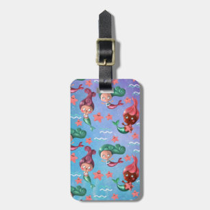 Cute Mermaid Pattern Bagagelabel