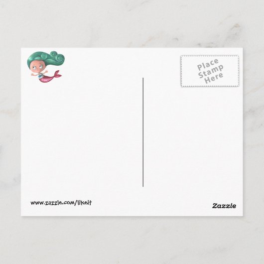 Cute Mermaid Pattern Briefkaart (Achterkant)