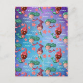 Cute Mermaid Pattern Briefkaart (Voorkant)