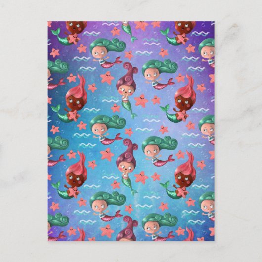 Cute Mermaid Pattern Briefkaart (Voorkant)