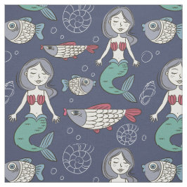 Cute Mermaid Pattern fabric Stof