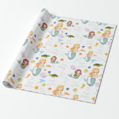Cute Mermaid Personalized Birthday Cadeaupapier (Uitgerold)
