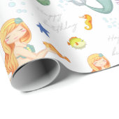 Cute Mermaid Personalized Birthday Cadeaupapier (Rol Hoek)