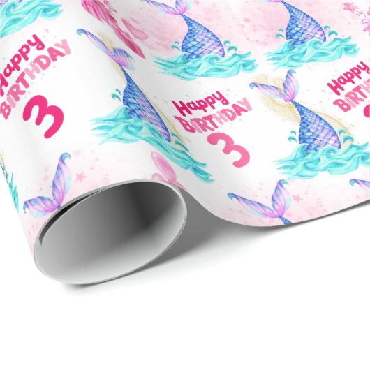 Cute Mermaid Personalized Birthday Cadeaupapier (Rol Hoek)
