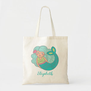 Cute Mermaid Personalized Canvas tas