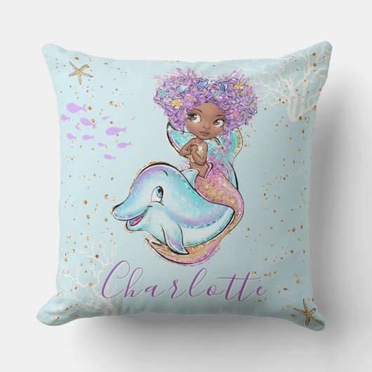 Cute Mermaid Personalized Girl Baby Kussen (Voorkant)