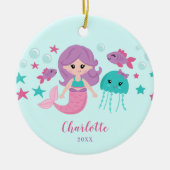 Cute Mermaid Personalized Girl Keramisch Ornament (Voorkant)