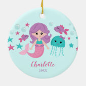 Cute Mermaid Personalized Girl Keramisch Ornament (Achterkant)