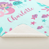 Cute Mermaid Personalized Girl Sherpa Deken (3/4)