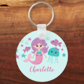 Cute Mermaid Personalized Girl Sleutelhanger (Voorkant)