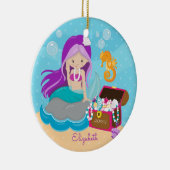 Cute Mermaid Personalized kerstversiering Keramisch Ornament (Rechts)