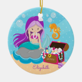 Cute Mermaid Personalized kerstversiering Keramisch Ornament