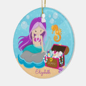 Cute Mermaid Personalized kerstversiering Keramisch Ornament (Links)