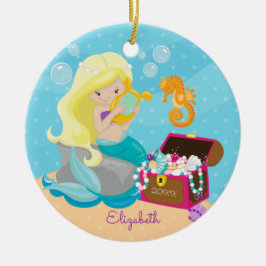 Cute Mermaid Personalized kerstversiering Keramisch Ornament