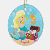 Cute Mermaid Personalized kerstversiering Keramisch Ornament (Links)