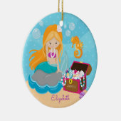 Cute Mermaid Personalized kerstversiering Keramisch Ornament (Rechts)