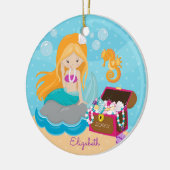 Cute Mermaid Personalized kerstversiering Keramisch Ornament (Links)
