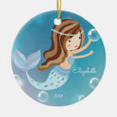 Cute Mermaid Personalized kerstversiering Keramisch Ornament (Voorkant)