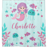 Cute Mermaid Personalized Kinderen Douchegordijn (Voorkant)