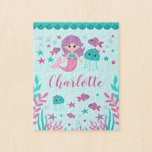 Cute Mermaid Personalized Kinderen Legpuzzel