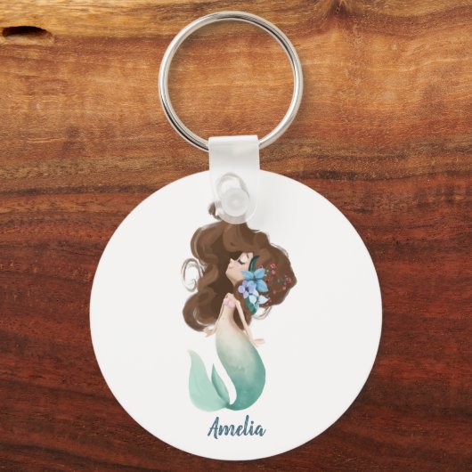 Cute Mermaid Personalized Sleutelhanger (Voorkant)