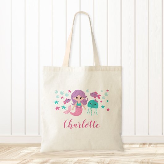 Cute Mermaid Personalized Tote Bag