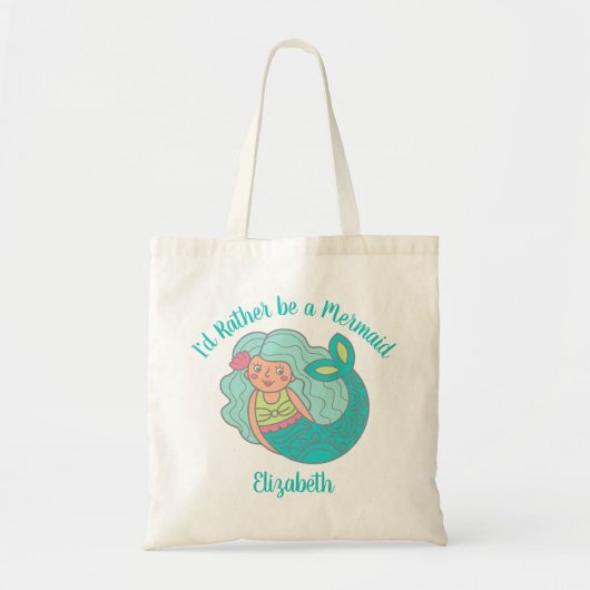 Cute Mermaid Personalized Tote Bag (Voorkant)