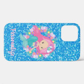 Cute Mermaid Pink Blue Glitter Personaliseren Case-Mate iPhone Case (Achterkant (horizontaal))