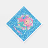 Cute Mermaid Pink Blue Glitter Personaliseren Servet (Hoek)