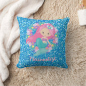 Cute Mermaid Pink Blue Glitter Personated Kussen (Deken)