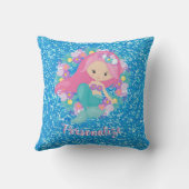 Cute Mermaid Pink Blue Glitter Personated Kussen (Achterkant)
