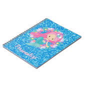 Cute Mermaid Pink Blue Glitter Personated Notitieboek (Linkerzijde)