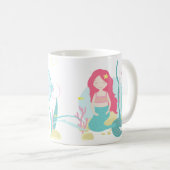 Cute Mermaid Pink en Mint Pattern Koffiemok (Voorkant rechts)