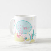 Cute Mermaid Pink en Mint Pattern Koffiemok (Voorkant links)