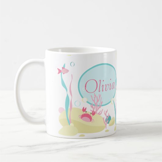 Cute Mermaid Pink en Mint Pattern Koffiemok (Links)