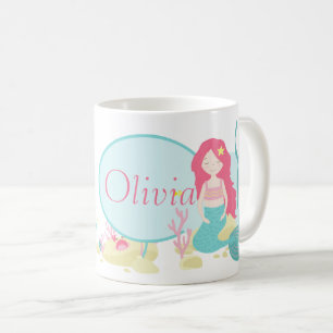 Cute Mermaid Pink en Mint Pattern Koffiemok