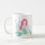 Cute Mermaid Pink en Mint Pattern Koffiemok (Links)
