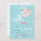 Cute Mermaid Pool Birthday Party Kaart (Voorkant)
