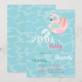 Cute Mermaid Pool Birthday Party Kaart (Voorkant / Achterkant)