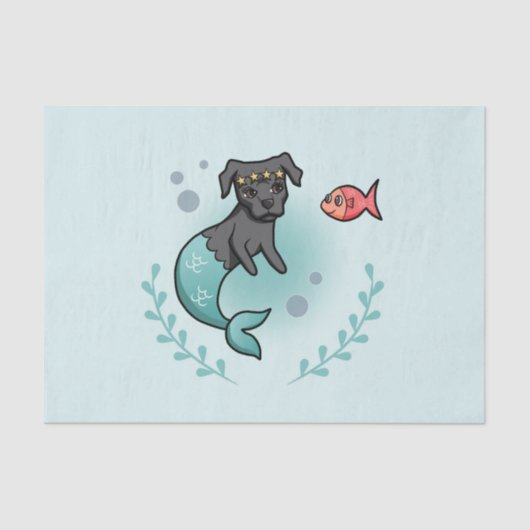 Cute Mermaid Princess Dog Cartoon Illustration Tissuepapier (Voorkant)