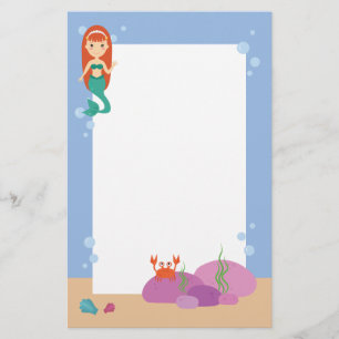 Cute mermaid princess girl die zwemt in de oceaan briefpapier